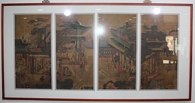 진당채 로 그려진 귀한  행락도 민화 4점   12